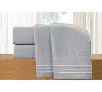 Elegant Comfort Luxury 4-Piece Bed Sheet Set - Luxury Bedding 1500 Thread Count Egyptian Quality Microfiber, Wrinkle Resistant Cool & Breathable, Easy Elastic Fitted, Queen, Silver Grey