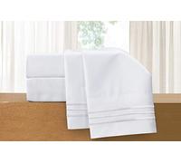 Elegant Comfort Luxury 5-Piece Bed Sheet Set - Luxury Bedding 1500 Premium Hotel Quality Microfiber, Wrinkle Resistant Cool & Breathable, Easy Elastic Fitted, Split King, White