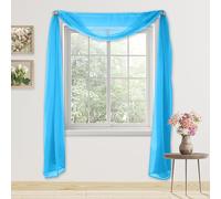 Elegant Comfort Luxury 55" Width x 216" Length 1 Panel Solid Curtain Sheer Voile Scarf for Ceremony Backdrop, Wedding Arch, Kids Bedroom, Decorative Swag, 1 Piece, Turquoise