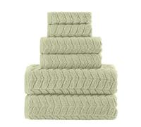 Elegant Comfort Luxury 6-Piece 100% Turkish Cotton Jacquard Braided Textured Premium Hotel Quality Towel Set- Soft and Absorbent, Includes 2 Bath Towels, 2 Hand Towels and 2 Washcloths, Jade Green