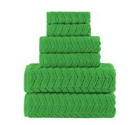 Elegant Comfort Luxury 6-Piece 100% Turkish Cotton Jacquard Braided Textured Premium Hotel Quality Towel Set- Soft and Absorbent, Includes 2 Bath Towels, 2 Hand Towels and 2 Washcloths, Emerald Green