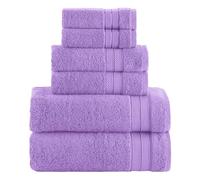 Elegant Comfort Luxury 6-Piece Towel Set, Premium Soft 100% Turkish Cotton, Three Line Popcorn Design 2 Bath Towels, 2 Hand Towels and 2 Washcloths Towel Set - Quick-Drying and Absorbent, Lavender