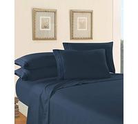 Elegant Comfort Luxury Bed Sheet Set on Amazon Three-Line Design 1500 Premier Hotel Quality Wrinkle and Fade Resistant 4-Piece Bed Sheet Set, Deep Pocket, King, Navy Blue