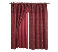 Elegant Comfort Luxury Curtain/Window Panel Set with Attached Valance and Backing 54" X 84 inch (Set of 2), Burgundy