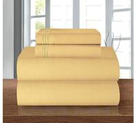 Elegant Comfort Luxury Soft 1500 Premier Egyptian 4-Piece Premium Hotel Quality Wrinkle Resistant Coziest Bedding Set, All Around Elastic Fitted Sheet, Deep Pocket, Twin/Twin XL, Camel/Gold