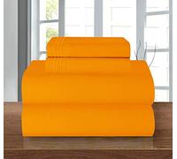 Elegant Comfort Luxury Soft 1500 Premier Hotel Quality 4-Piece Sheet Wrinkle and Fade Resistant Bedding Set, Deep Pocket up to 16inch, Twin/Twin XL, Elite Orange