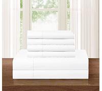 Elegant Comfort Luxury Soft 1500 Premium Hotel Quality Microfiber Wrinkle and Fade Resistant Cozy 6-Piece Bedding Set, Easy All Around Elastic Fitted Sheet, Deep Pocket, King, White