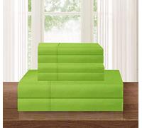 Elegant Comfort Luxury Soft 1500 Premium Hotel Quality Microfiber Wrinkle and Fade Resistant Cozy 6-Piece Bedding Set, Easy All Around Elastic Fitted Sheet, Deep Pocket, King, Lime
