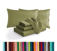 Elegant Comfort Luxury Soft 1500 Premium Hotel Quality Microfiber Wrinkle and Fade Resistant Cozy 6-Piece Bedding Set, Easy All Around Elastic Fitted Sheet, Deep Pocket, Queen, Sage/Green