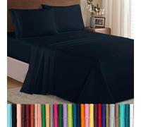 Elegant Comfort Luxury Soft 1500 Thread Count Egyptian 4-Piece Premium Hotel Quality Wrinkle Resistant Coziest Bedding Set, All Around Elastic Fitted Sheet, Deep Pocket up to 16inch, King, Black