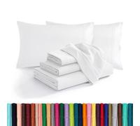 Elegant Comfort Luxury Soft 1500 Thread Count Egyptian 6-Piece Premium Hotel Quality Wrinkle and Fade Resistant Cozy Bedding Set, Easy All Around Elastic Fitted Sheet, Deep Pocket, Queen, White