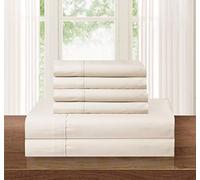 Elegant Comfort Luxury Soft 1500 Thread Count Egyptian 6-Piece Premium Hotel Quality Wrinkle and Fade Resistant Cozy Bedding Set, Easy All Around Elastic Fitted Sheet, Deep Pocket, King, Cream
