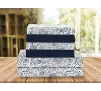 Elegant Comfort Luxury Soft 1500 Thread Count Percale Sheet Set, Soft, Wrinkle Free & Fade Resistant (6 Piece) King, Navy Paisley