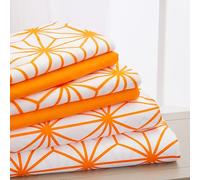 Elegant Comfort Luxury Soft 4-Piece Cube Geometric Pattern Sheet Set - 1500 Premium Quality Microfiber -Wrinkle and Fade Resistant Coziest Bedding Set, All around Elastic Fitted Sheet, Twin XL, Orange