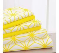 Elegant Comfort Luxury Soft 6-Piece Cube Geometric Pattern Sheet Set - 1500 Premium Quality Microfiber - Wrinkle and Fade Resistant Coziest Bedding Set, All Around Elastic Fitted Sheet, Queen, Yellow