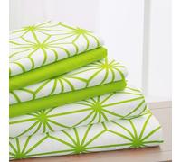 Elegant Comfort Luxury Soft 6-Piece Cube Geometric Pattern Sheet Set - 1500 Premium Quality Microfiber - Wrinkle and Fade Resistant Coziest Bedding Set, All Around Elastic Fitted Sheet, Queen, Lime