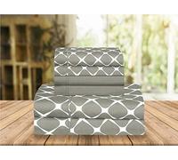 Elegant Comfort Luxury Soft Bed Sheets Bloomingdale Pattern - 1500 Premium Hotel Quality Microfiber Softness Wrinkle and Fade Resistant (6-Piece) Bedding Set, King, Grey