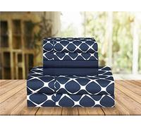 Elegant Comfort Luxury Soft Bed Sheets Bloomingdale Pattern - 1500 Premium Hotel Quality Microfiber Softness Wrinkle and Fade Resistant (6-Piece) Bedding Set, King, Navy Blue