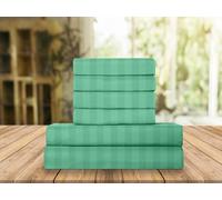 Elegant Comfort Luxury Soft Bed Sheets Dobby Stripe 1500 Premium Hotel Quality Microfiber Softness Wrinkle and Fade Resistant (6-Piece) Bedding Set, Queen, Stripe Minted Aqua