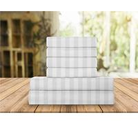 Elegant Comfort Luxury Soft Bed Sheets Dobby Stripe 1500 Premium Hotel Quality Microfiber Softness Wrinkle and Fade Resistant (6-Piece) Bedding Set, King, White