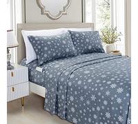 Elegant Comfort Luxury Soft Bed Sheets Holiday Pattern 1500 Premium Hotel Quality Microfiber - Softness Wrinkle and Fade Resistant (6-Piece) Bedding Set, Cal King, Snowflake-Gray