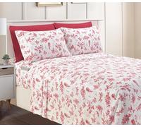 Elegant Comfort Luxury Soft Bed Sheets Holiday Pattern 1500 Premium Hotel Quality Microfiber-Softness Wrinkle and Fade Resistant (6-Piece) Bedding Set, King, Cardinal