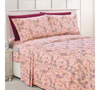 Elegant Comfort Luxury Soft Bed Sheets Paisley Pattern - 1500 Premium Hotel Quality Microfiber Softness Wrinkle and Fade Resistant (4-Piece) Bedding Set, Twin/Twin XL, Paisley Coral