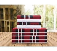 Elegant Comfort Luxury Soft Sheets Plaid Pattern 1500 Thread Count Percale Egyptian Quality Softness Wrinkle and Faded Resistant (6 Piece) Bedding Set, Queen, Plaid Burgundy