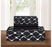 Elegant Comfort Luxury Softest and Coziest 6-Piece Bed Sheet Set, Wrinkle Resistant Milano Trellis Pattern - 1500 Thread Count Egyptian Quality Coziest Bedding Set, Burgundy, Queen, Black