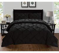 Elegant Comfort Luxury Super-Soft Coziest 1500 Thread Count Egyptian Quality 3-Piece Pintuck Design Duvet Cover Set, (Insert Comforter Protector) Wrinkle-Free, King/California King, Black