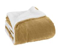 Elegant Comfort Luxury Ultra-Plush Velvet Touch Fleece Throw Soft, Warm, Cozy| Micromink Sherpa-Backing Reversible Blanket for Bed, Sofa and Couch, Solid Gold