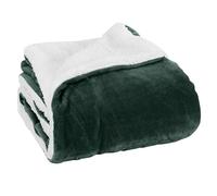 Elegant Comfort Luxury Ultra-Plush Velvet Touch Fleece Throw Soft, Warm, Cozy| Micromink Sherpa-Backing Reversible Blanket for Bed, Sofa and Couch, Solid Hunter Green