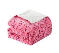 Elegant Comfort Luxury Ultra-Plush Velvet Touch Sherpa Fleece Throw Blanket - Soft, Warm, Cozy - Amara Pink Heart - 50" x 60" - Valentine's Day, Home Décor, Romantic, Love, Pink Heart
