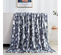 Elegant Comfort Luxury Velvet Super Soft Christmas Prints Fleece Blanket-Holiday Theme Home Décor Fuzzy Warm and Cozy Throws for Winter Bedding, Couch and Gift, 50 x 60 inch, Christmas Tree