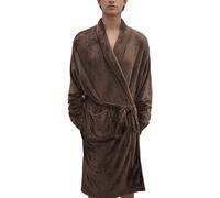 Elegant Comfort Men's Luxury Shawl Collar and Pockets Regular Plush Fleece Bathrobe-Cozy Velvet Soft, Spa Long Robe, Chocolate Brown, XXL/#XL