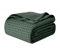 Elegant Comfort Premium 100% Cotton Waffle Blanket - Lightweight Breathable Waffle Weave Bed Blanket - Soft and Warm All Season Blanket for Couch, Sofa and Bed, Full Size 88x88 Inches, Hunter Green