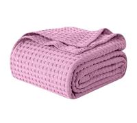 Elegant Comfort Premium 100% Cotton Waffle Blanket - Lightweight Breathable Waffle Weave Bed Blanket - Soft and Warm All Season Blanket for Couch, Sofa and Bed, King Size 90x108 Inches, Lavender