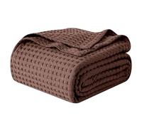 Elegant Comfort Premium 100% Cotton Waffle Blanket - Lightweight Breathable Waffle Weave Bed Blanket - Soft and Warm All Season Blanket for Couch, Sofa and Bed, King Size 90x108 Inches, Brown