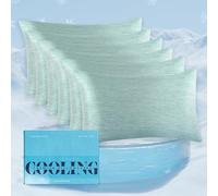 Elegant Comfort Premium Cooling Pillowcase Set for Hot Sleepers, 6-Piece Luxury Arc-Chill Pillowcases, Breathable Soft and Durable, Cold Reversible Pillow Covers for Hair and Skin, King, Mint Green