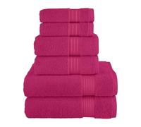 Elegant Comfort Premium Cotton 6-Piece Towel Set, Includes 2 Washcloths, 2 Hand Towels and 2 Bath Towels, 100% Turkish Cotton - Highly Absorbent and Super Soft Towels for Bathroom, Hot Pink