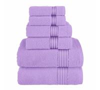Elegant Comfort Premium Cotton 6-Piece Towel Set, Includes 2 Washcloths, 2 Hand Towels and 2 Bath Towels, 100% Turkish Cotton - Highly Absorbent and Super Soft Towels for Bathroom, Lilac