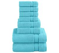 Elegant Comfort Premium Cotton 8-Piece Towel Set, Includes 4 Washcloths, 2 Hand Towels and 2 Bath Towels, 100% Turkish Cotton - Highly Absorbent and Super Soft Towels for Bathroom, Aqua