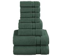 Elegant Comfort Premium Cotton 8-Piece Towel Set, Includes 4 Washcloths, 2 Hand Towels and 2 Bath Towels, 100% Turkish Cotton - Highly Absorbent and Super Soft Towels for Bathroom, Hunter Green