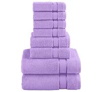 Elegant Comfort Premium Cotton 8-Piece Towel Set, Includes 4 Washcloths, 2 Hand Towels and 2 Bath Towels, 100% Turkish Cotton - Highly Absorbent and Super Soft Towels for Bathroom, Lilac