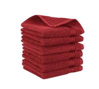 Elegant Comfort Premium Turkish Cotton 6 Pack Washcloths Set - 13 x 13 inch, Luxurious Hotel Spa Quality 100% Turkish Cotton 6PC Washcloth Set - Highly Absorbent - Soft Bathroom Towels, Burgundy