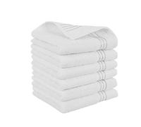 Elegant Comfort Premium Turkish Cotton 6 Pack Washcloths Set - 13 x 13 inch, Luxurious Hotel Spa Quality 100% Turkish Cotton 6PC Washcloth Set - Highly Absorbent - Soft Bathroom Towels, White/Gray