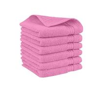 Elegant Comfort Premium Turkish Cotton 6 Pack Washcloths Set - 13 x 13 inch, Luxurious Hotel Spa Quality 100% Turkish Cotton 6PC Washcloth Set - Highly Absorbent - Soft Bathroom Towels, Light Pink
