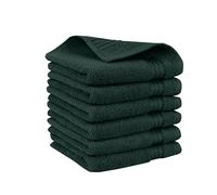 Elegant Comfort Premium Turkish Cotton 6 Pack Washcloths Set - 13 x 13 inch, Luxurious Hotel Spa Quality 100% Turkish Cotton 6PC Washcloth Set - Highly Absorbent - Soft Bathroom Towels, Hunter Green