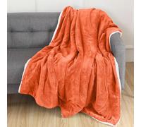 Elegant Comfort Reversible, Solid Sherpa Throw Blanket, All-Season Blanket- Super Soft, Cozy and Plush- Decorative Throw, Perfect for Lounging, 50 x 60 inches, Sherpa Throw Orange