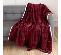 Elegant Comfort Reversible, Solid Sherpa Throw Blanket, All-Season Blanket- Super Soft, Cozy and Plush- Decorative Throw, Perfect for Lounging, 50 x 60 inches, Sherpa Throw Burgundy